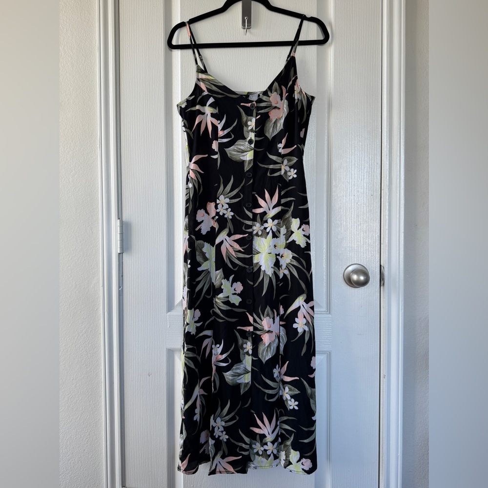 H&M Black Button Down Floral Maxi Dress